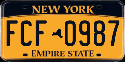 NY license plate FCF0987