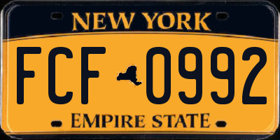 NY license plate FCF0992