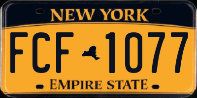 NY license plate FCF1077