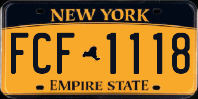 NY license plate FCF1118