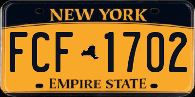 NY license plate FCF1702