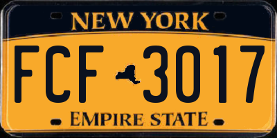NY license plate FCF3017