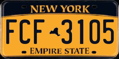 NY license plate FCF3105