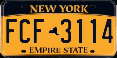 NY license plate FCF3114