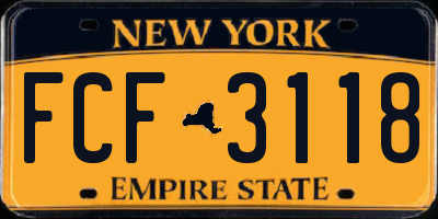 NY license plate FCF3118