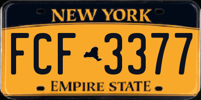NY license plate FCF3377