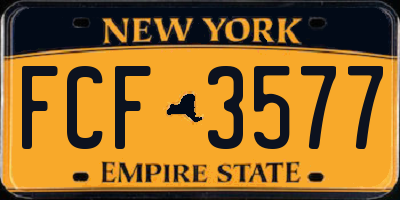 NY license plate FCF3577