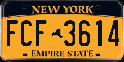 NY license plate FCF3614