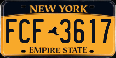 NY license plate FCF3617