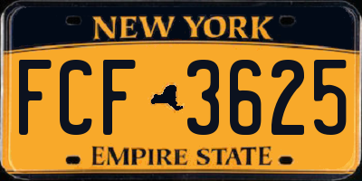 NY license plate FCF3625