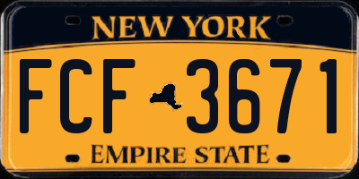 NY license plate FCF3671
