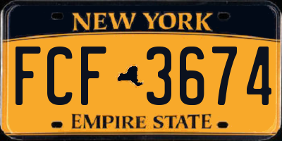 NY license plate FCF3674