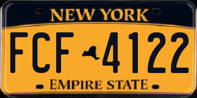 NY license plate FCF4122