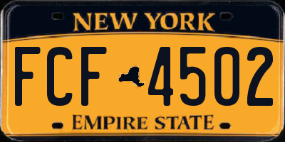 NY license plate FCF4502