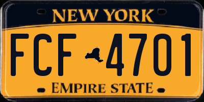 NY license plate FCF4701