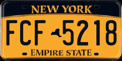 NY license plate FCF5218