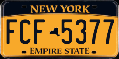 NY license plate FCF5377