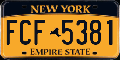 NY license plate FCF5381
