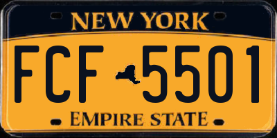 NY license plate FCF5501