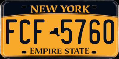 NY license plate FCF5760
