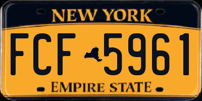 NY license plate FCF5961