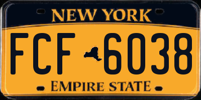 NY license plate FCF6038