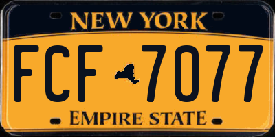 NY license plate FCF7077