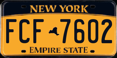 NY license plate FCF7602