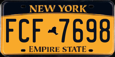 NY license plate FCF7698