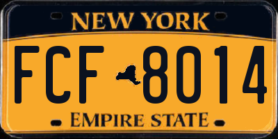 NY license plate FCF8014