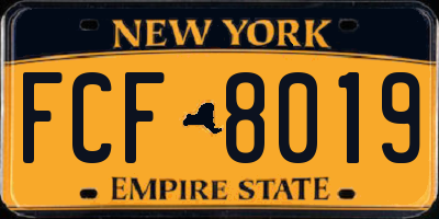 NY license plate FCF8019