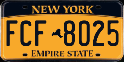 NY license plate FCF8025