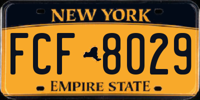 NY license plate FCF8029