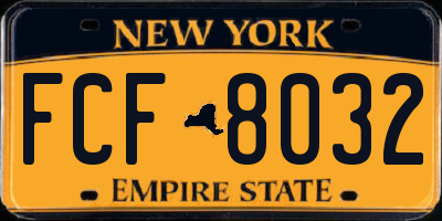 NY license plate FCF8032