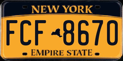 NY license plate FCF8670