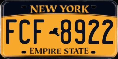 NY license plate FCF8922