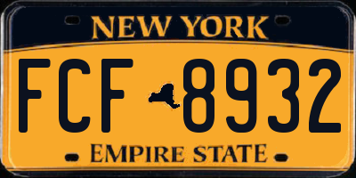 NY license plate FCF8932