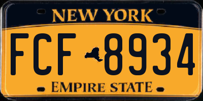 NY license plate FCF8934