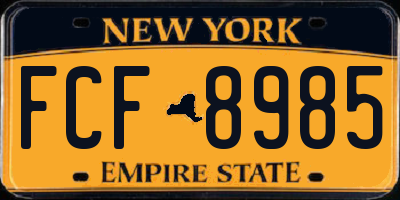 NY license plate FCF8985