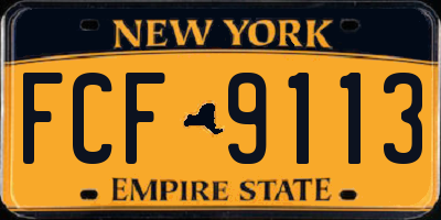 NY license plate FCF9113