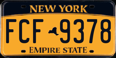 NY license plate FCF9378