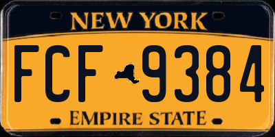NY license plate FCF9384