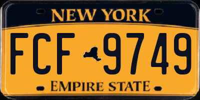 NY license plate FCF9749