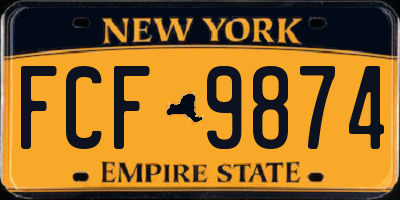 NY license plate FCF9874