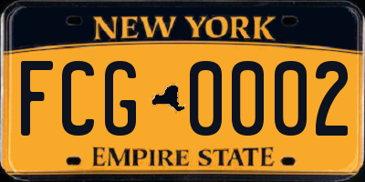 NY license plate FCG0002