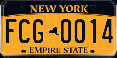 NY license plate FCG0014