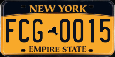 NY license plate FCG0015