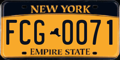NY license plate FCG0071