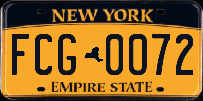 NY license plate FCG0072