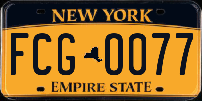NY license plate FCG0077